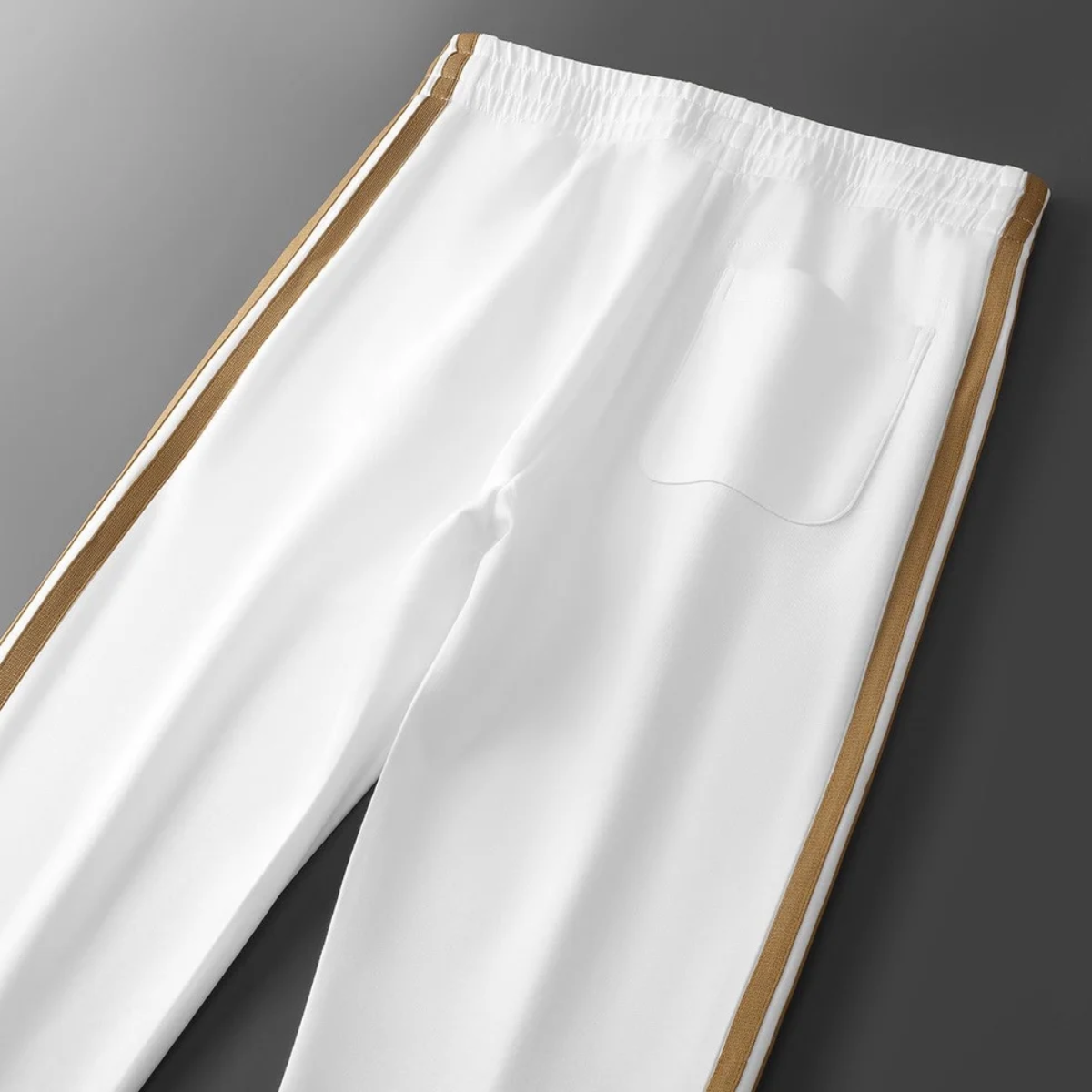 Men’s White Gold Side Stripe Premium Track Pant