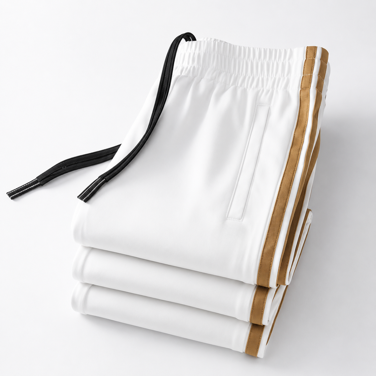 Men’s White Gold Side Stripe Premium Track Pant