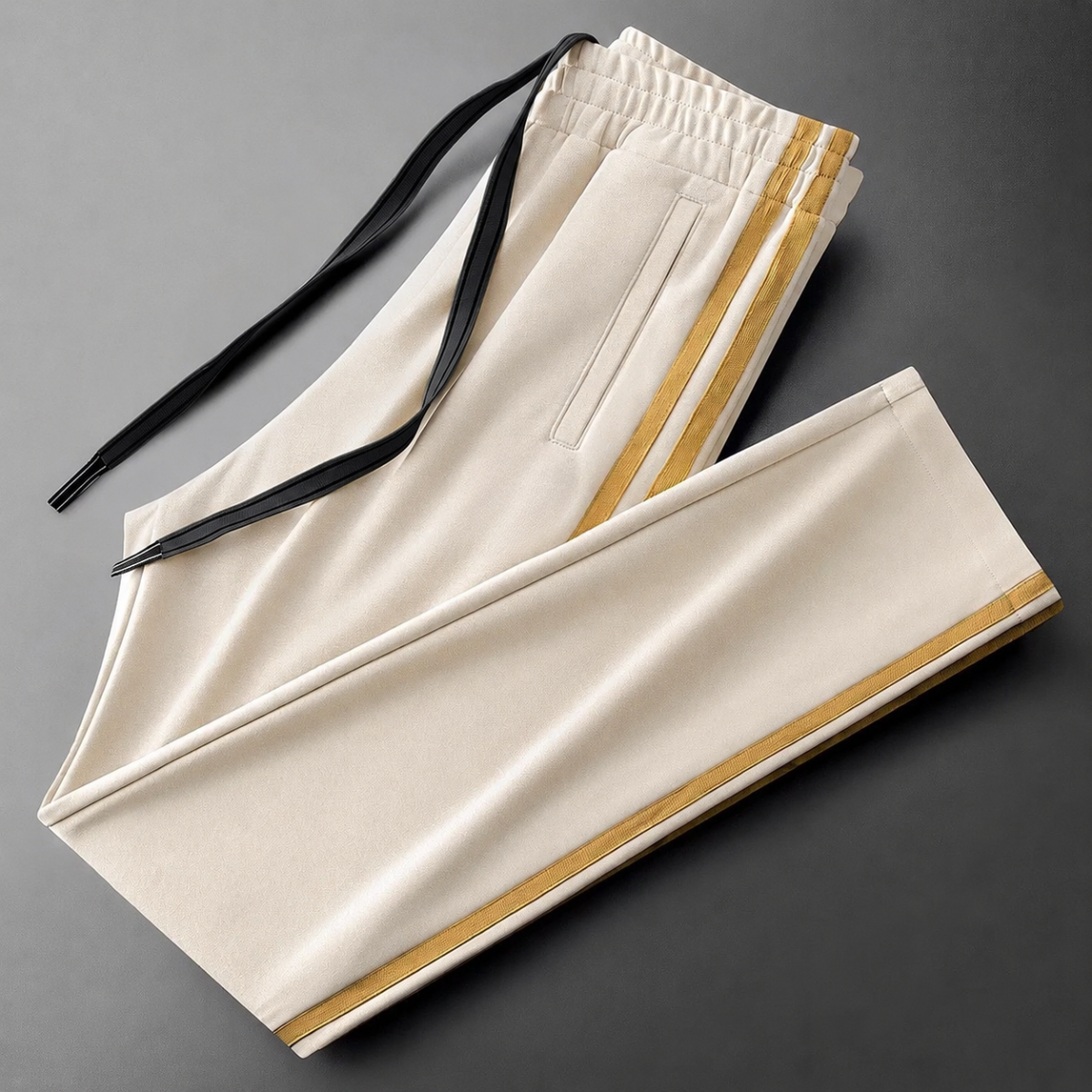 Men’s Beige Gold Side Stripe Premium Track Pant