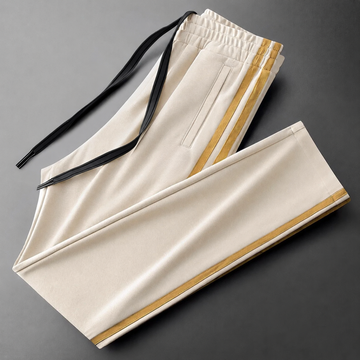 Men’s Beige Gold Side Stripe Premium Track Pant