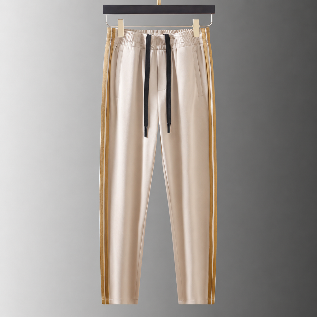 Men’s Beige Gold Side Stripe Premium Track Pant