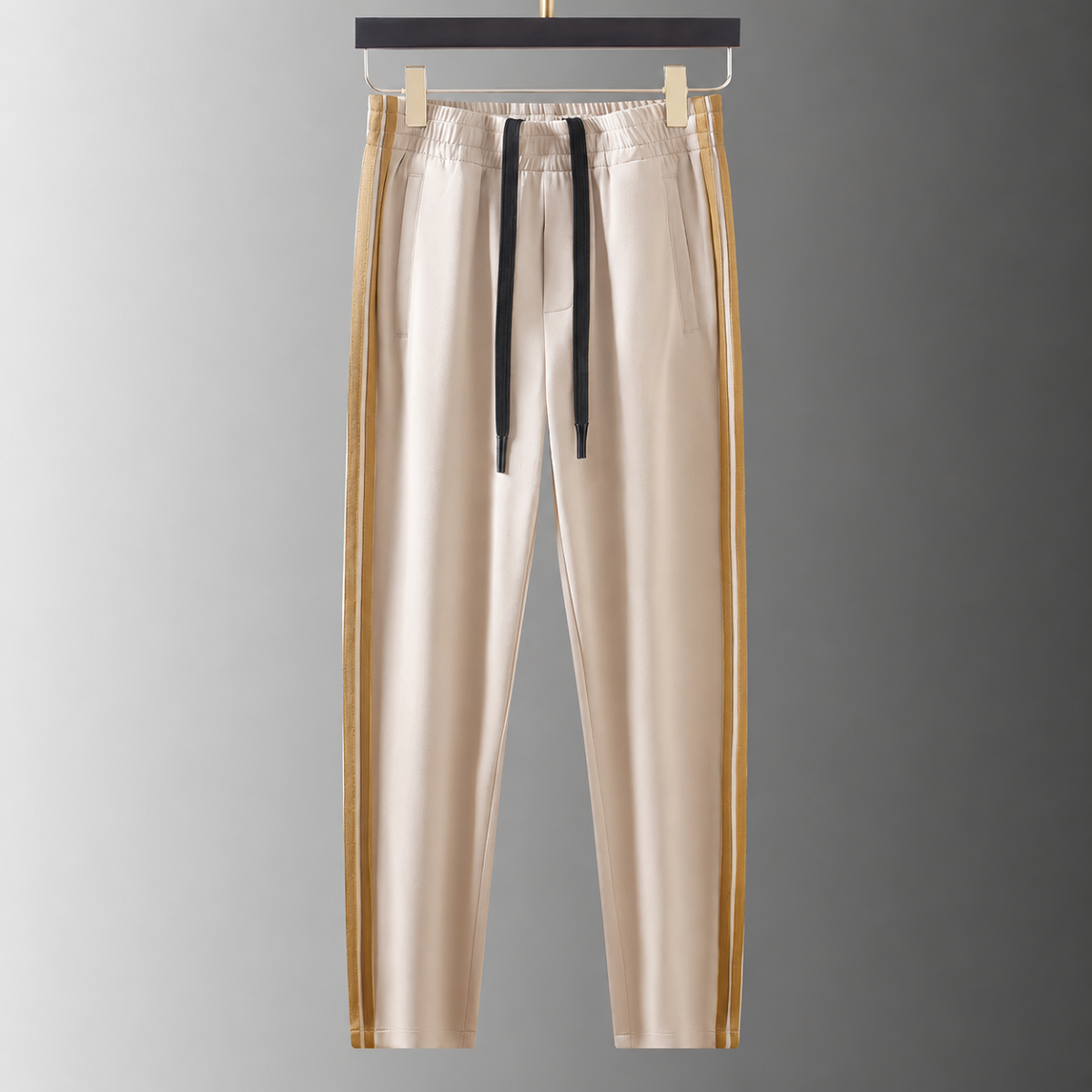 Men’s Beige Gold Side Stripe Premium Track Pant