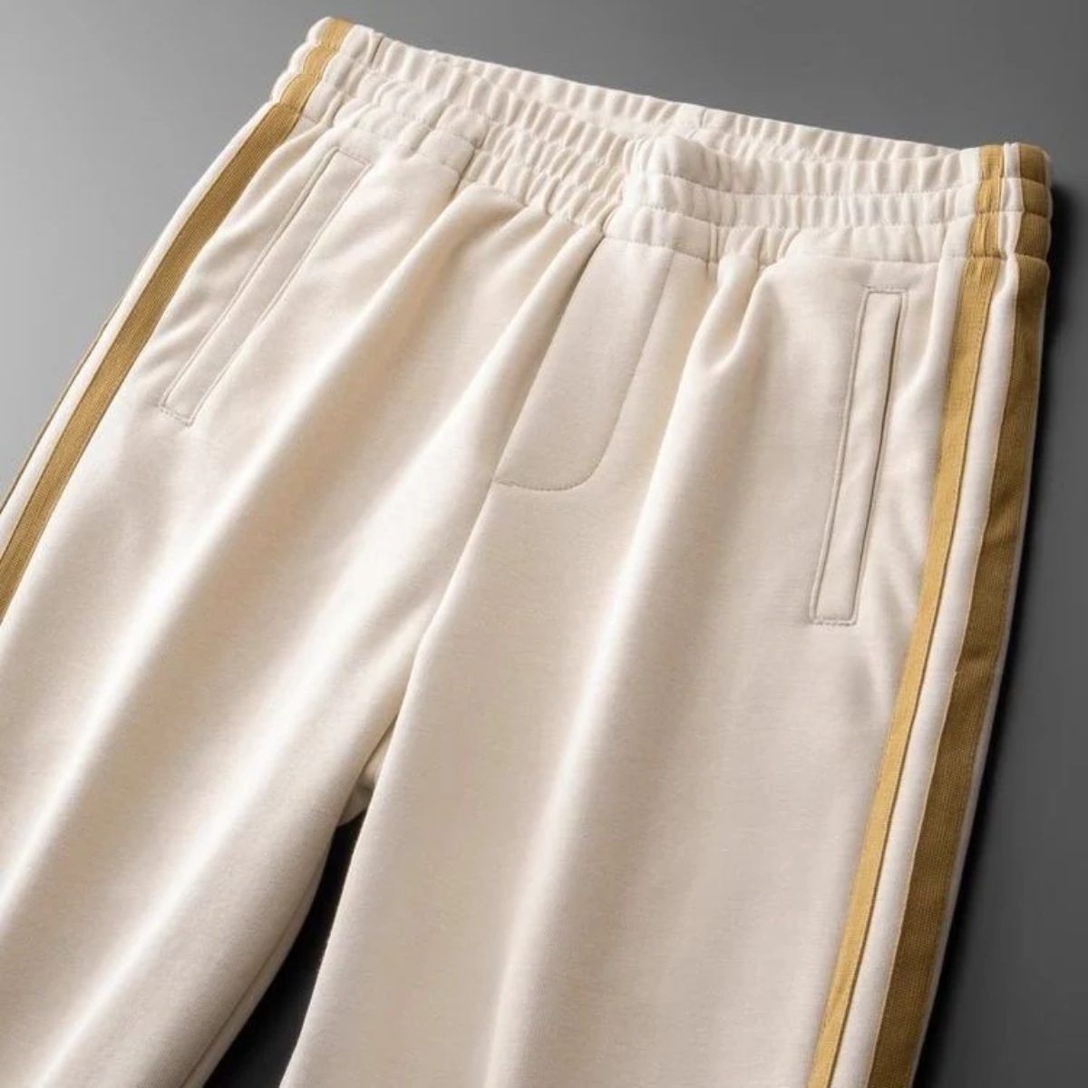 Men’s Beige Gold Side Stripe Premium Track Pant