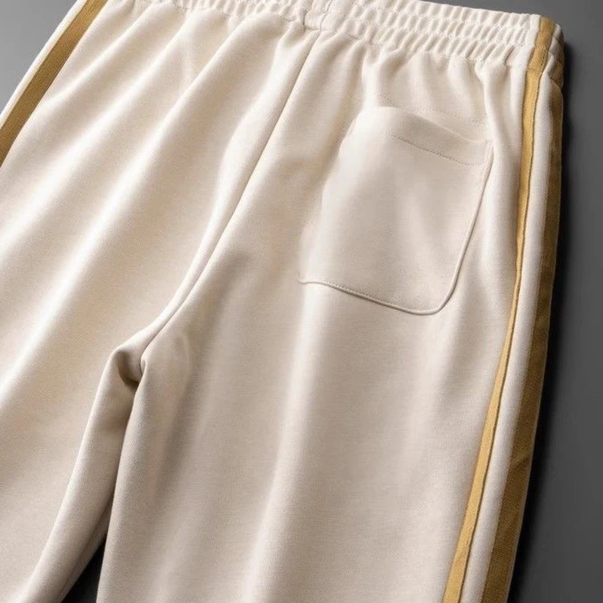 Men’s Beige Gold Side Stripe Premium Track Pant