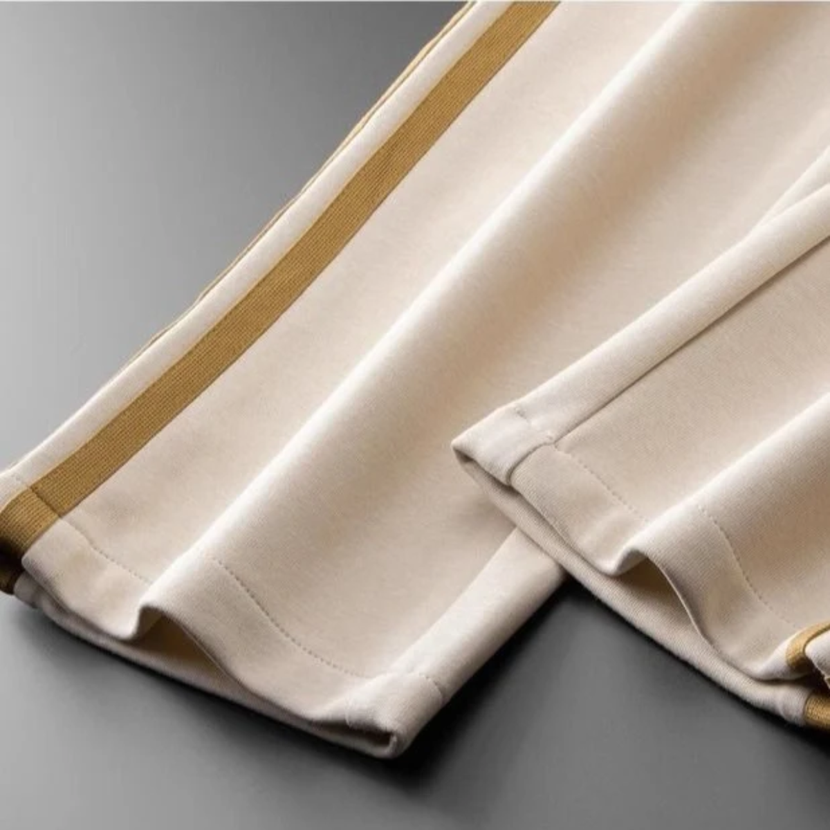 Men’s Beige Gold Side Stripe Premium Track Pant