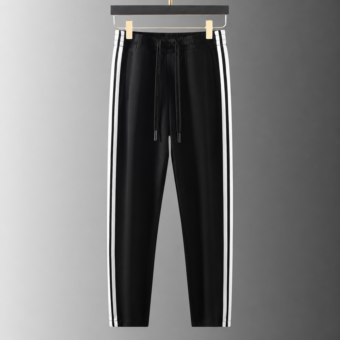 Men’s Black Gold Side Stripe Premium Track Pant