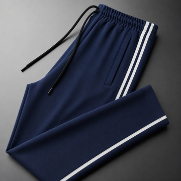 Men’s Navy Blue Gold Side Stripe Premium Track Pant