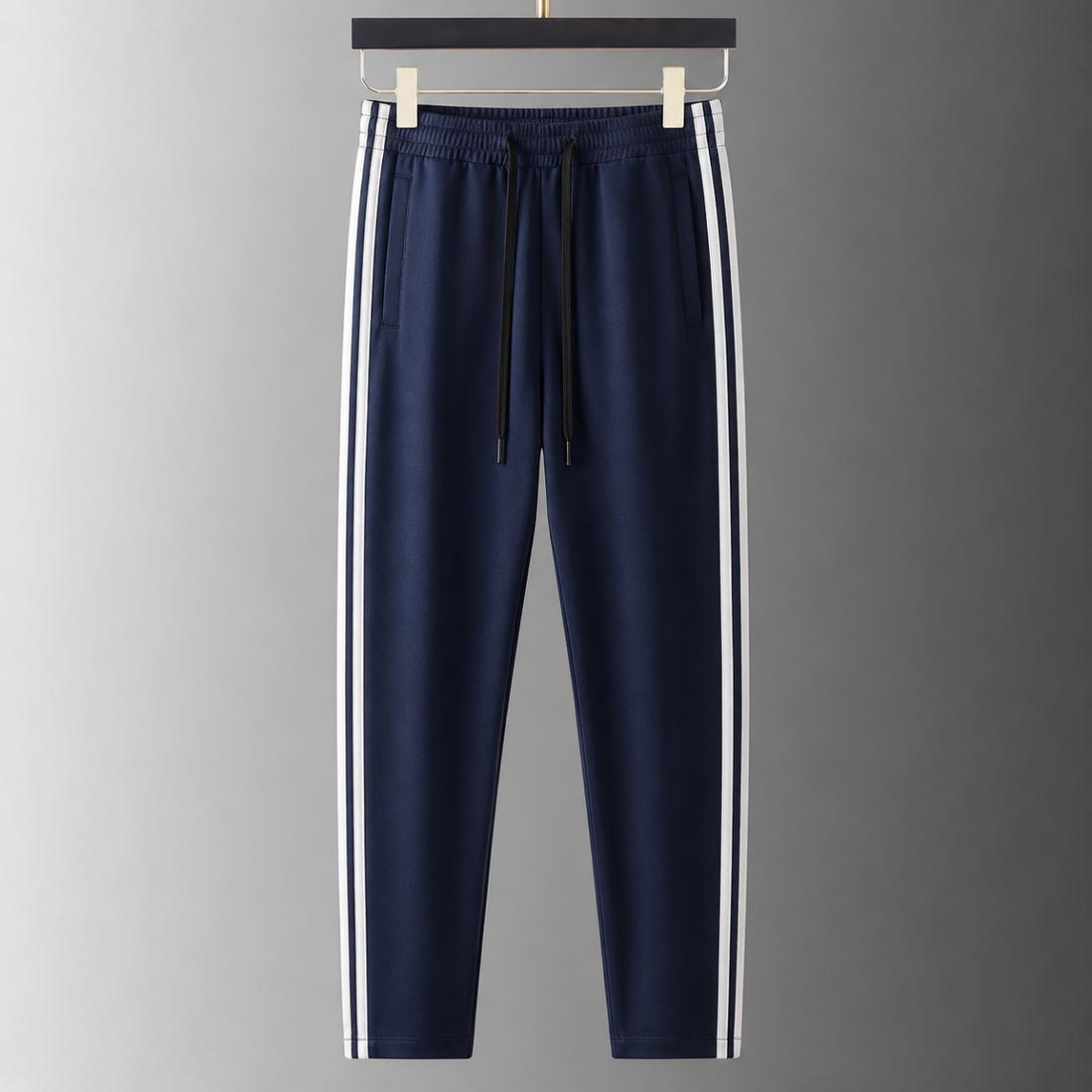 Men’s Navy Blue Gold Side Stripe Premium Track Pant