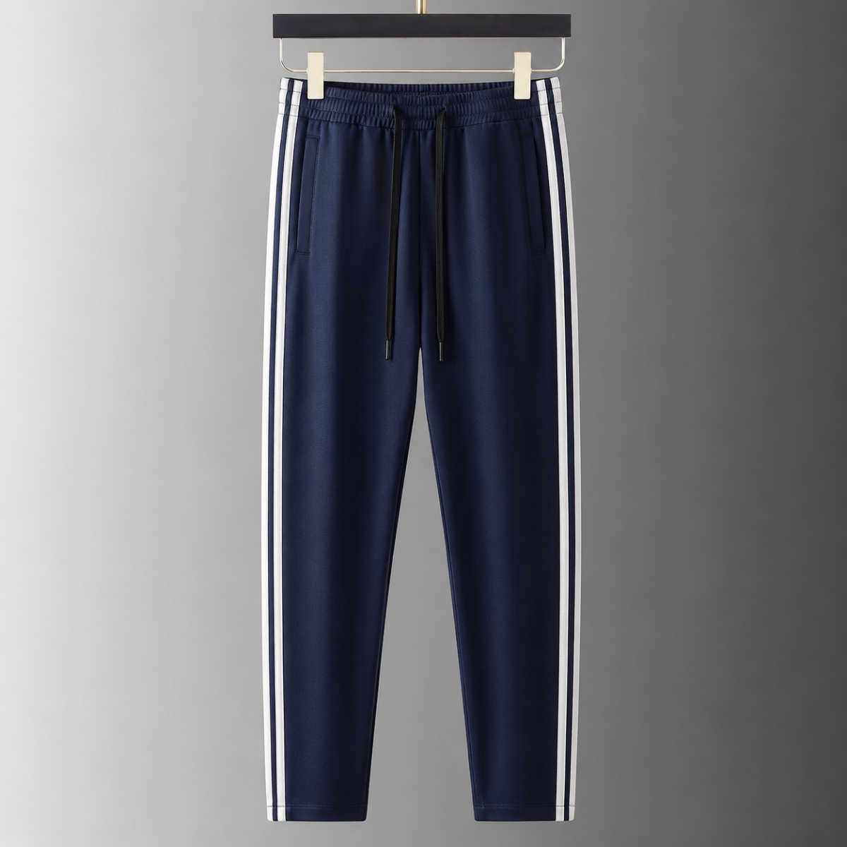 Men’s Navy Blue Gold Side Stripe Premium Track Pant