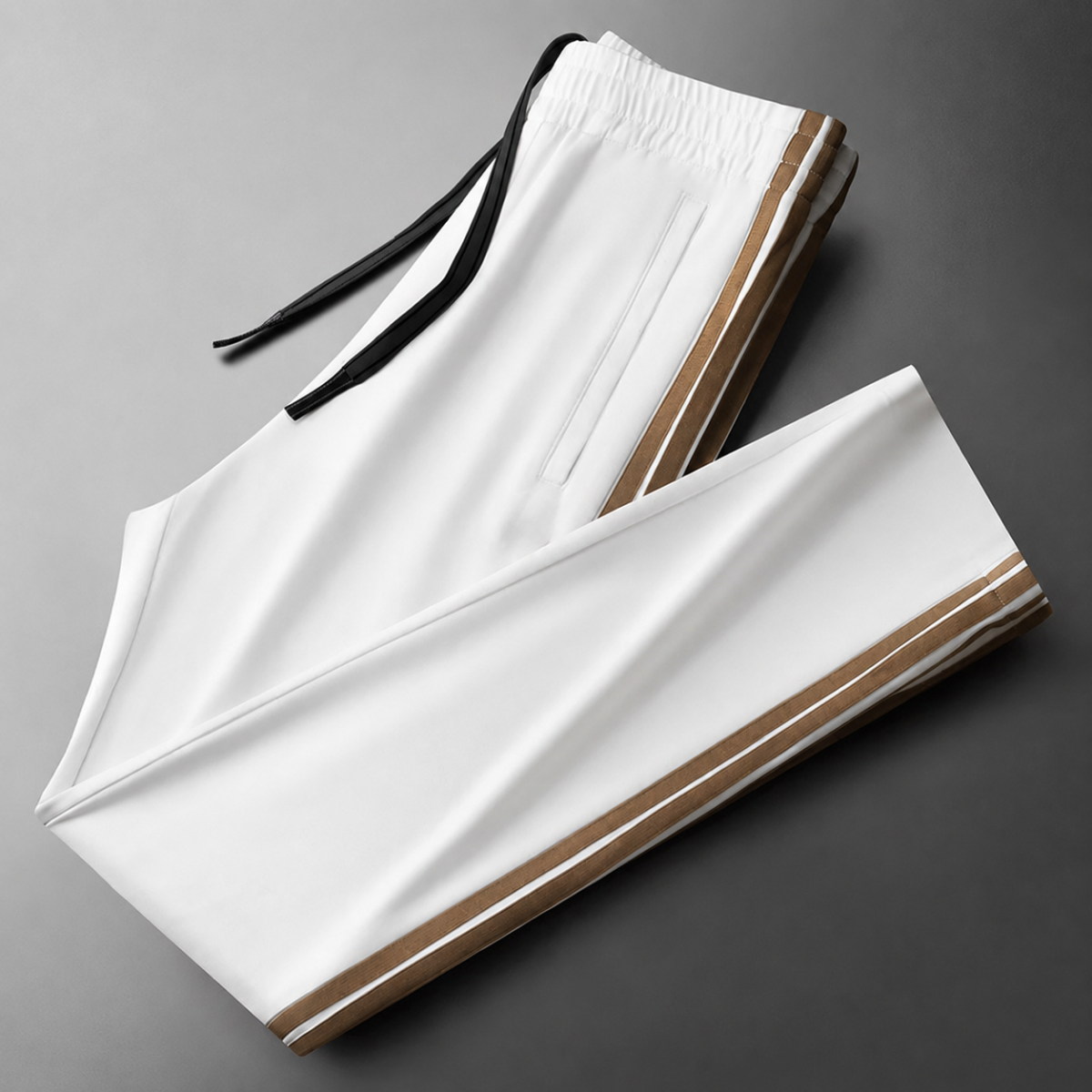 Men’s White Gold Side Stripe Premium Track Pant