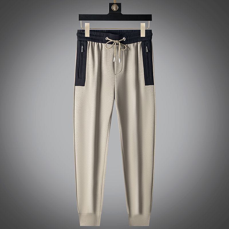 Men’s Beige Black Contrast Badge Detail Track Pant