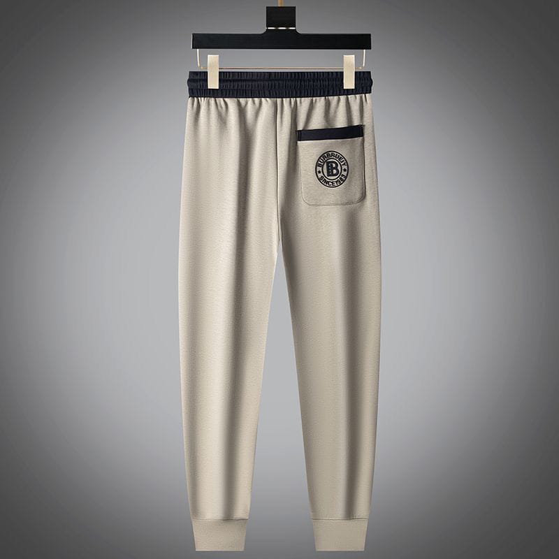Men’s Beige Black Contrast Badge Detail Track Pant
