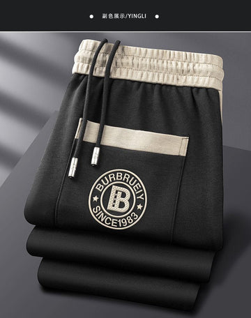 Men’s Black Beige Contrast Badge Detail Track Pant