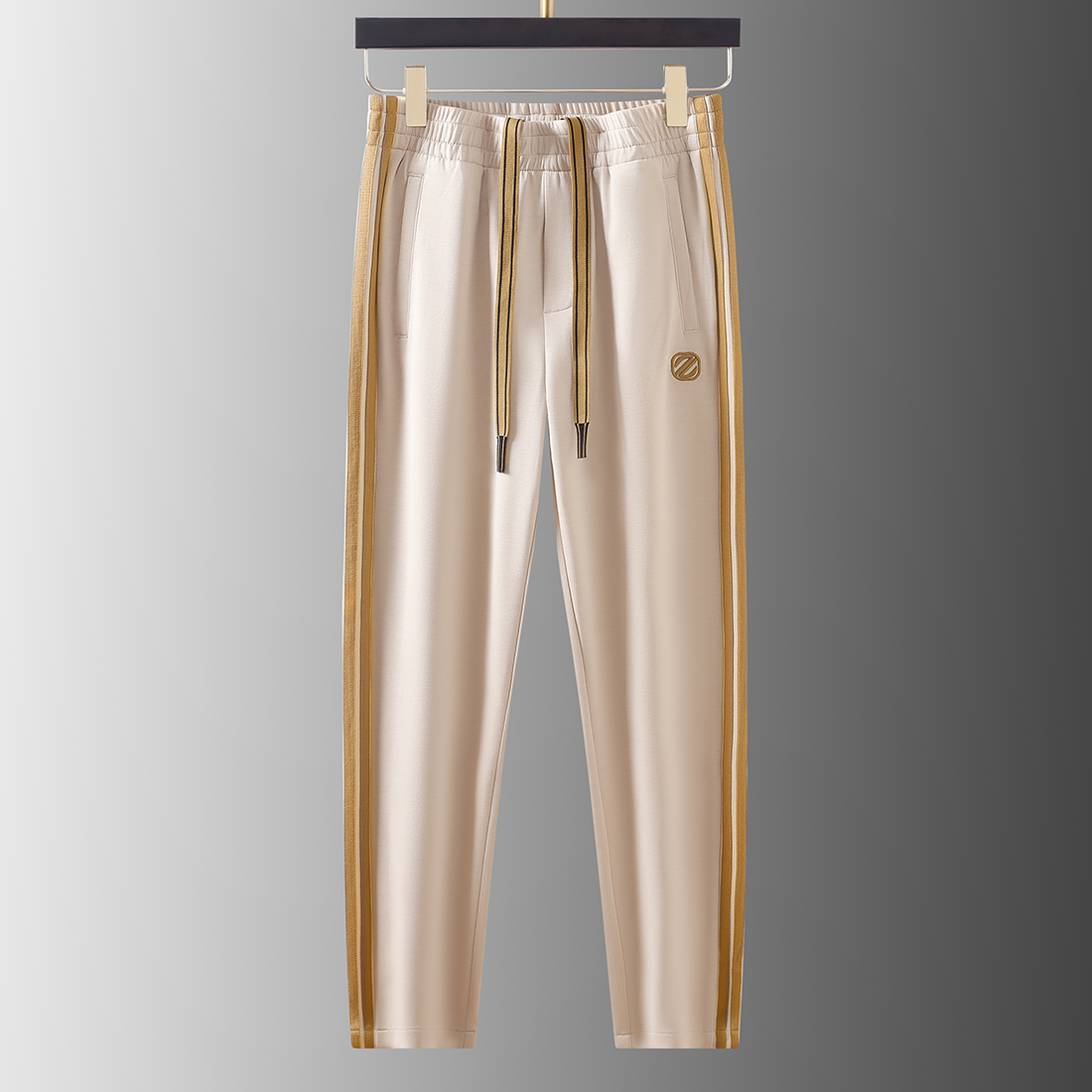 Men’s Beige Gold Side Stripe Premium Track Pant