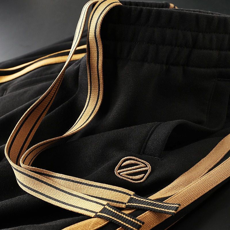 Men’s Black Gold Side Stripe Premium Track Pant