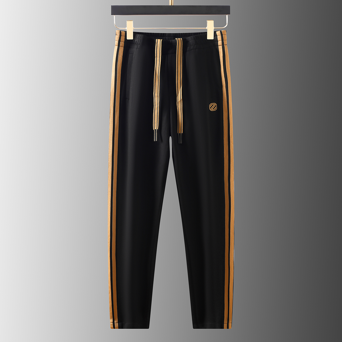 Men’s Black Gold Side Stripe Premium Track Pant