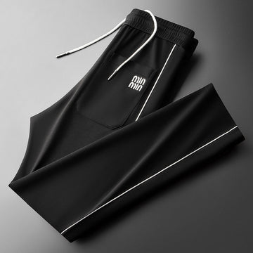 Men’s Black Contrast Piping Utility Track Pant