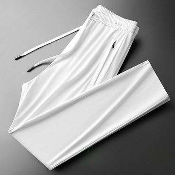 Men’s White Lightweight Stretch Straight Fit Track Pant