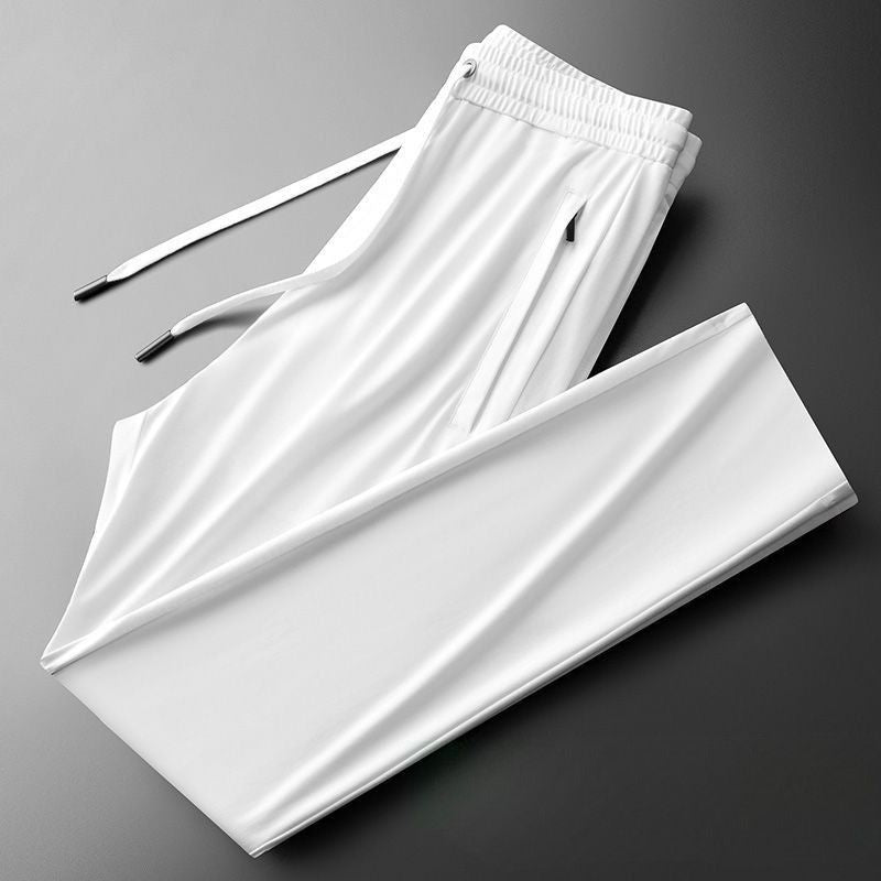 Men’s White Lightweight Stretch Straight Fit Track Pant