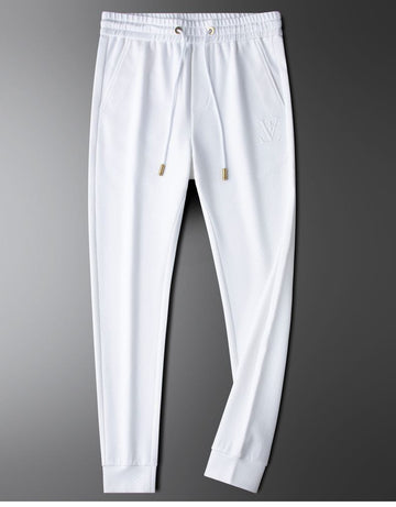 Men’s White Textured Slim Fit Jogger Track Pant