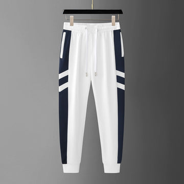 Men’s White Navy Side Stripe Jogger Track Pant