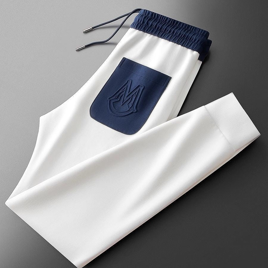 Men’s White Navy Contrast Pocket Jogger Track Pant