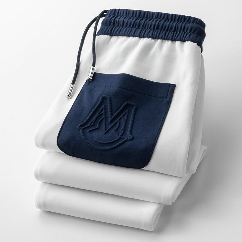 Men’s White Navy Contrast Pocket Jogger Track Pant