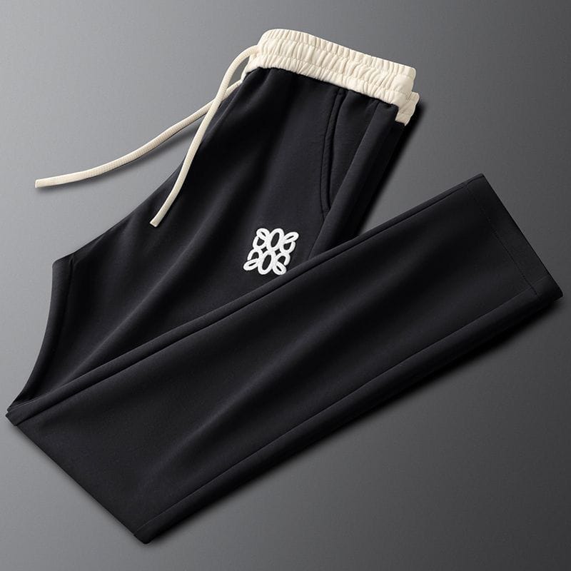 Men’s Black Contrast Waistband Straight Fit Track Pant