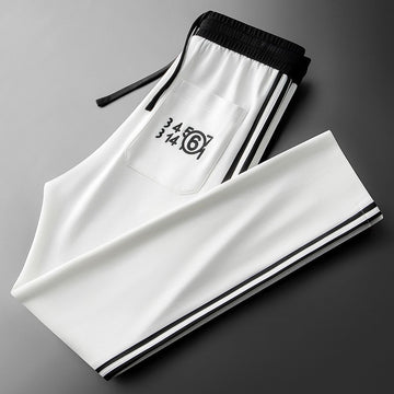 Men’s White Black Stripe Pocket Track Pant