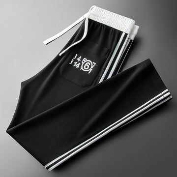 Men’s Black White Stripe  Pocket Track Pant