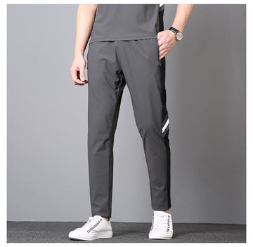 Men’s Charcoal Grey Side Stripe Slim Fit Track Pant