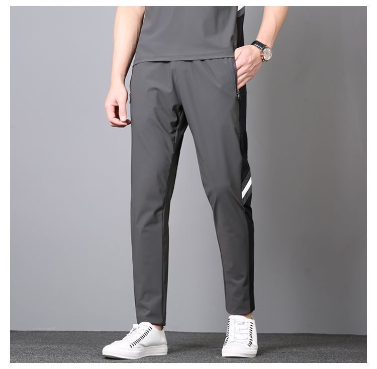 Men’s Charcoal Grey Side Stripe Slim Fit Track Pant