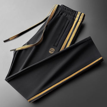 Men’s Black Gold Side Stripe Premium Track Pant