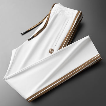 Men’s White Gold Side Stripe Premium Track Pant