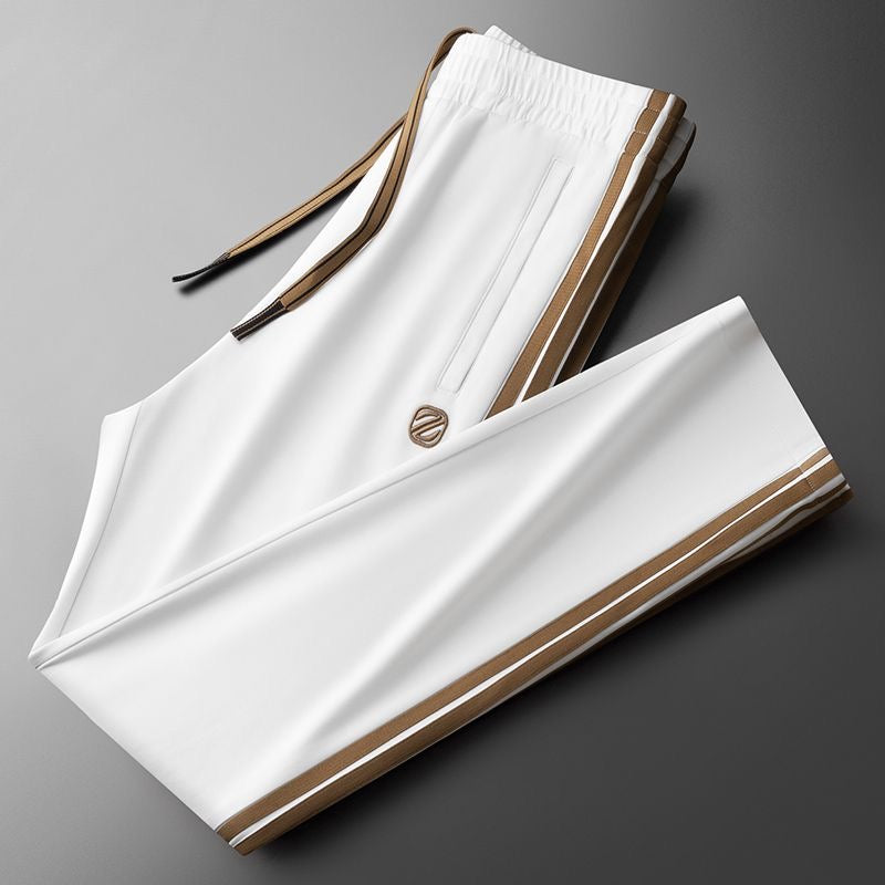 Men’s White Gold Side Stripe Premium Track Pant