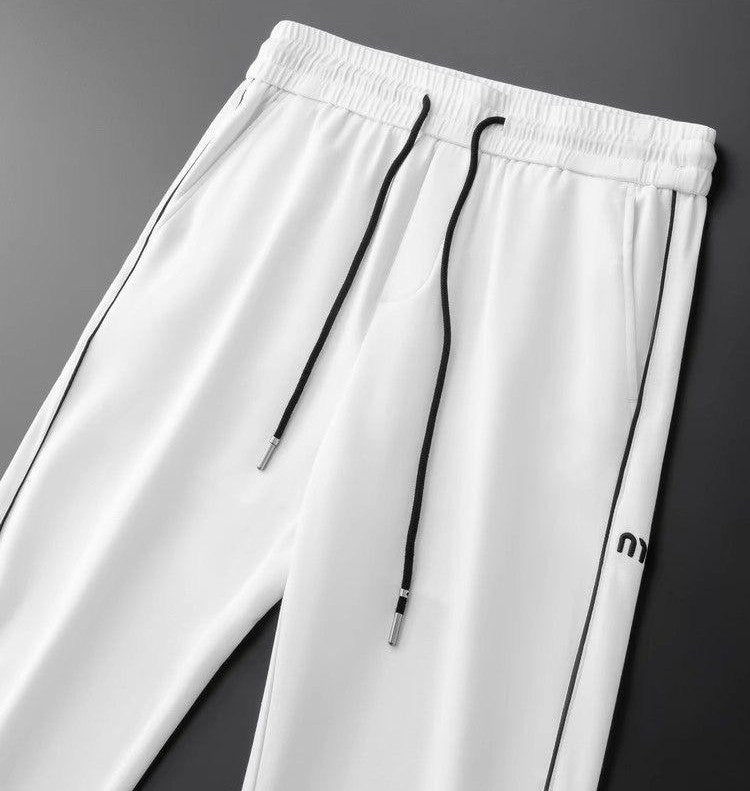 Men’s White Contrast Piping Utility Track Pant