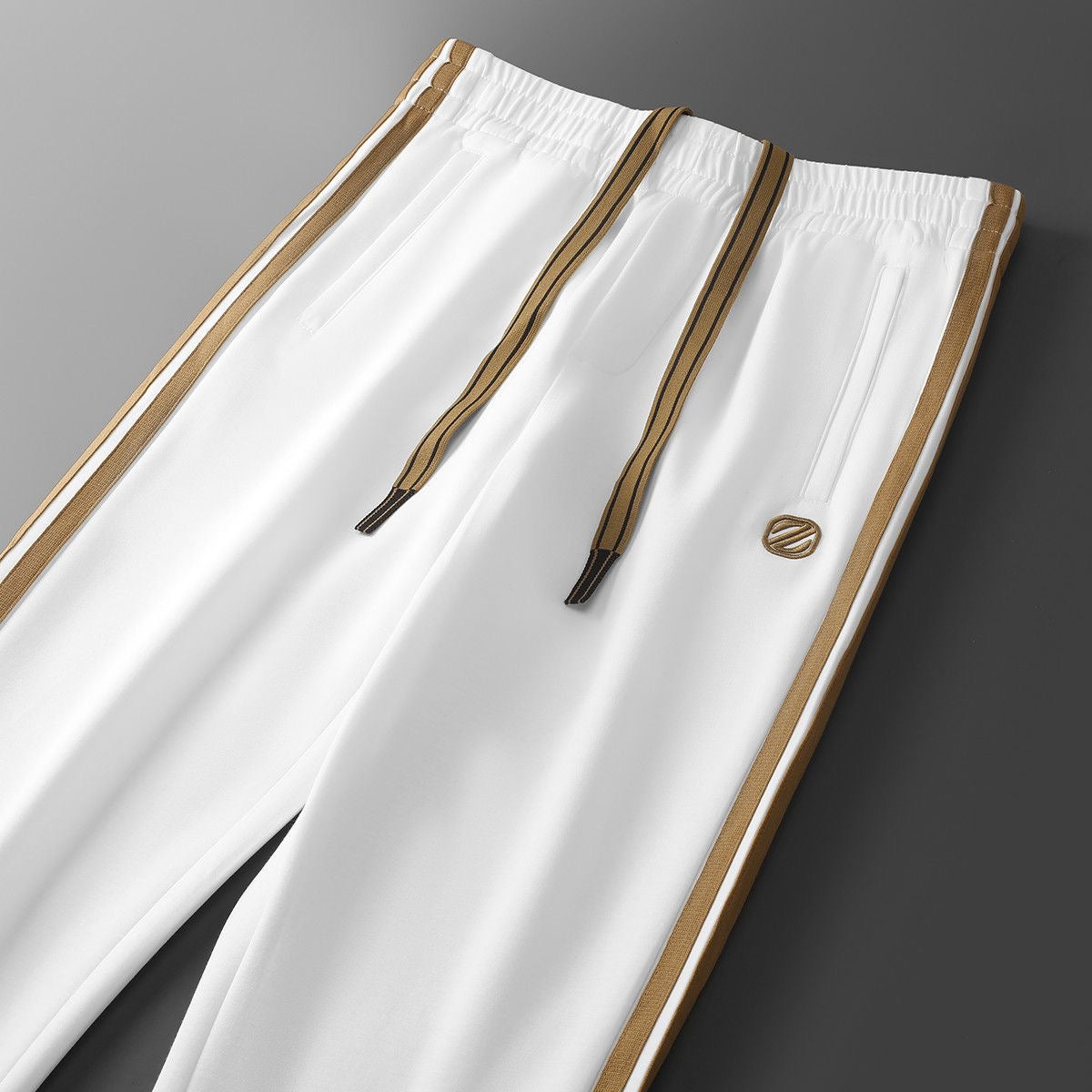 Men’s White Gold Side Stripe Premium Track Pant