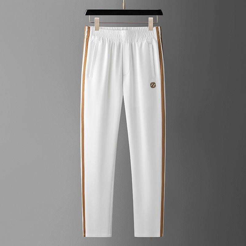 Men’s White Gold Side Stripe Premium Track Pant
