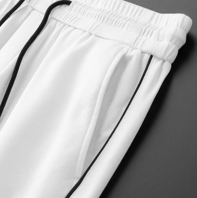Men’s White Contrast Piping Utility Track Pant
