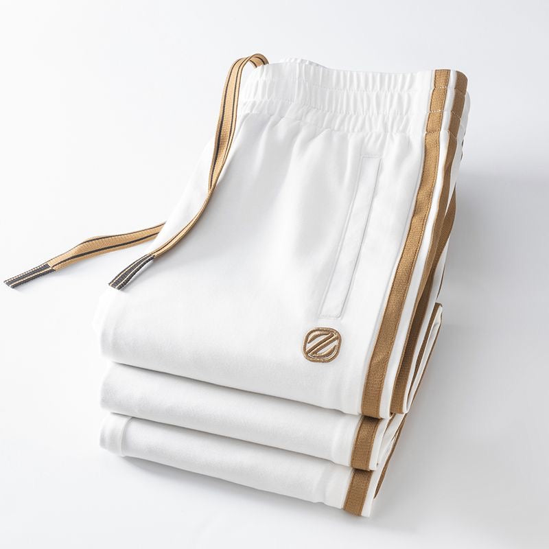 Men’s White Gold Side Stripe Premium Track Pant