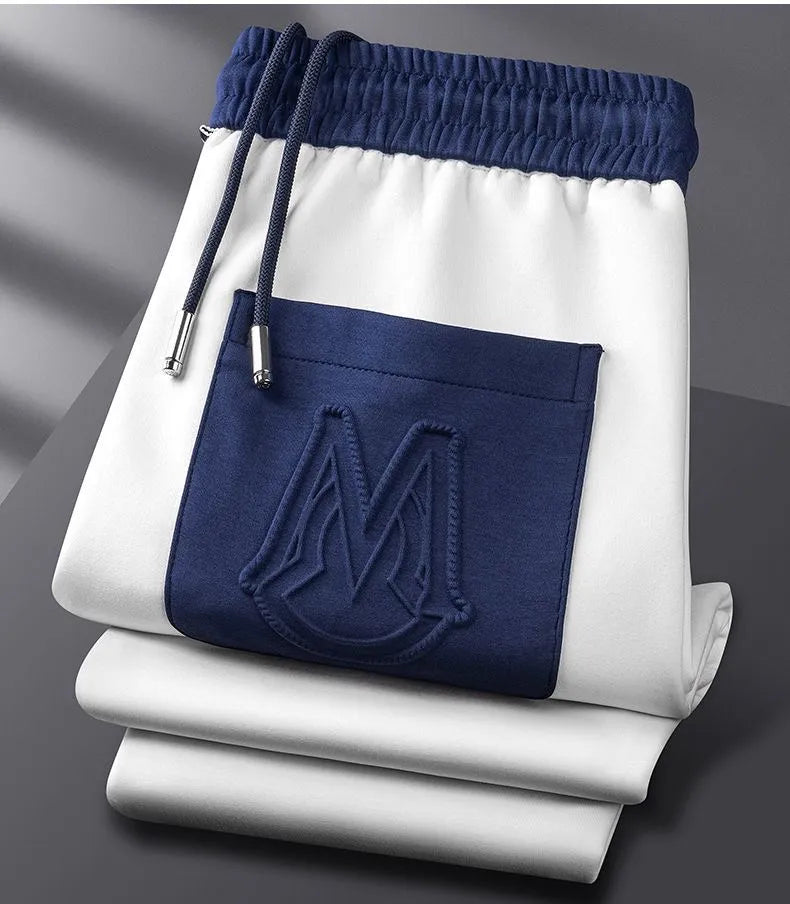 white navy folded trackpant